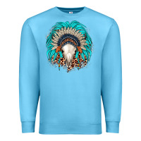 Ocean Blue bull skull indian headdress Premium Sweatshirt - JahusDesignShop