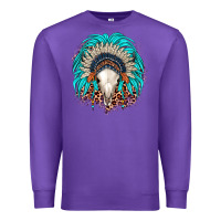 Purple bull skull indian headdress Premium Sweatshirt - JahusDesignShop