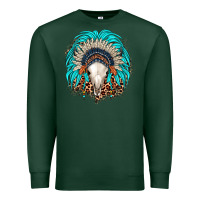 Sports Green bull skull indian headdress Premium Sweatshirt - JahusDesignShop