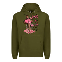 Army Green valentine cross Premium Hoodie - MaliasSmallBusiness