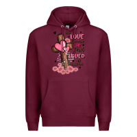 Burgundy valentine cross Premium Hoodie - MaliasSmallBusiness