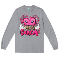 Heather Grey hey cancer with middle fingers Long Sleeve Tee - AdoDesignShop