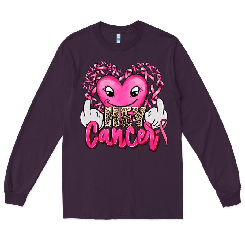 Hey Cancer With Middle Fingers Long Sleeve Tee by AdoDesignShop | Teevron