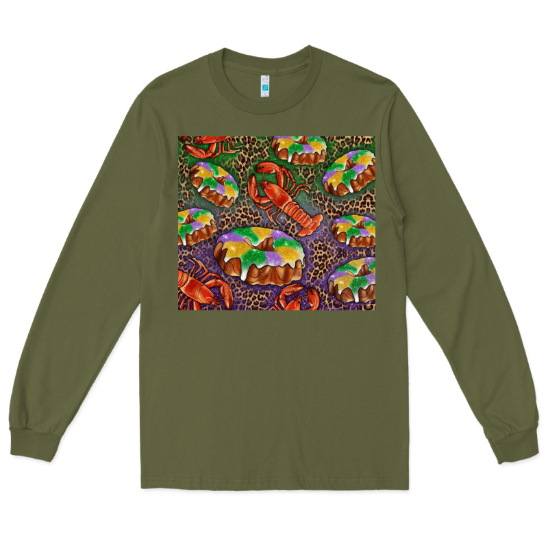 Mardi Gras King Cake And Crawfish Long Sleeve Tee by RanaPortraitStore | Teevron
