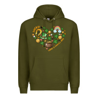 Army Green st patricks  hearts Premium Hoodie - MaliasSmallBusiness