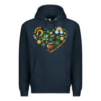 Navy st patricks  hearts Premium Hoodie - MaliasSmallBusiness