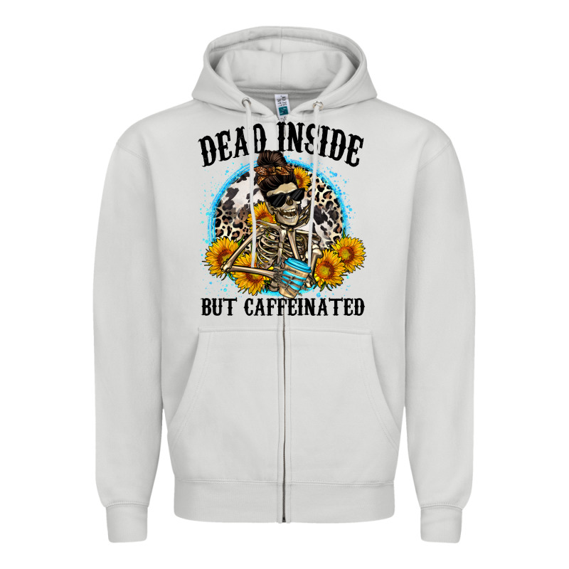 Dead Inside But Caffeinated Zipper Hoodie by Zillion Design Studio | Teevron