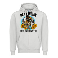 Dove Grey dead inside but caffeinated Zipper Hoodie - Zillion Design Studio