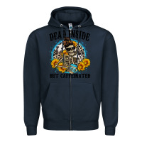 Navy dead inside but caffeinated Zipper Hoodie - Zillion Design Studio