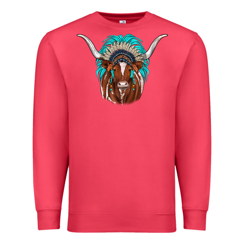 Texas Longhorn Indian Headdress Premium Sweatshirt by JahusDesignShop | Teevron