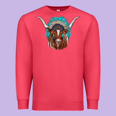 Texas Longhorn Indian Headdress Premium Sweatshirt Designed By Jahusdesignshop