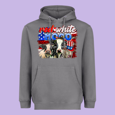 Red White Moo Heavyweight Hoodie Designed By Adodesignshop