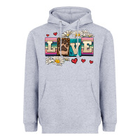 Heather Grey love dog Heavyweight Hoodie - AdoDesignShop