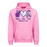 Fuchsia Pink Peace love cure Testicular Cancer Urban Hoodie - NancyCooperArtShop