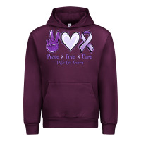 Mauve Wine Peace love cure Testicular Cancer Urban Hoodie - NancyCooperArtShop