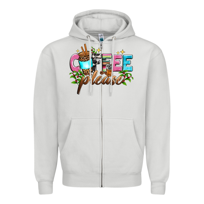 Coffee Please Zipper Hoodie by Zillion Design Studio | Teevron