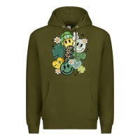Army Green st patricks day green smile Premium Hoodie - MaliasSmallBusiness