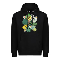 Black st patricks day green smile Premium Hoodie - MaliasSmallBusiness