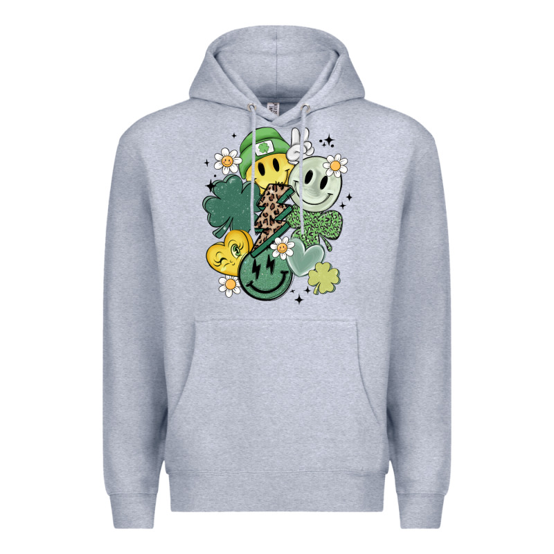 St Patricks Day Green Smile Premium Hoodie by MaliasSmallBusiness | Teevron
