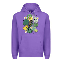Purple st patricks day green smile Premium Hoodie - MaliasSmallBusiness