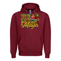 Burgundy Happy Cinco de Mayo Zipper Hoodie - texasbilliewilder