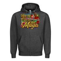 Charcoal Heather Happy Cinco de Mayo Zipper Hoodie - texasbilliewilder