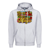 Heather Grey Happy Cinco de Mayo Zipper Hoodie - texasbilliewilder