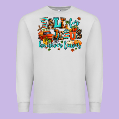 Fall For Jesus He Never Leaves Premium Sweatshirt Designed By Adodesignshop