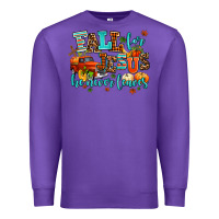 Purple fall for jesus he never leaves Premium Sweatshirt - AdoDesignShop