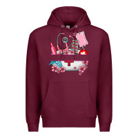 Burgundy custom name nurse hat and elements Premium Hoodie - AdoDesignShop