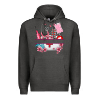 Charcoal Heather custom name nurse hat and elements Premium Hoodie - AdoDesignShop
