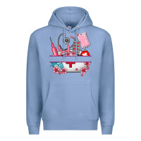 Colony Blue custom name nurse hat and elements Premium Hoodie - AdoDesignShop