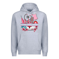 Heather Grey custom name nurse hat and elements Premium Hoodie - AdoDesignShop