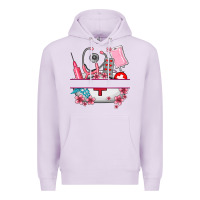 Lilac custom name nurse hat and elements Premium Hoodie - AdoDesignShop