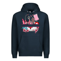 Navy custom name nurse hat and elements Premium Hoodie - AdoDesignShop