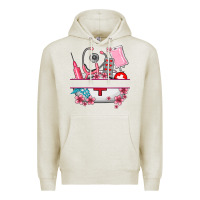 Oatmeal Heather custom name nurse hat and elements Premium Hoodie - AdoDesignShop