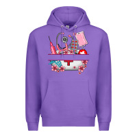 Purple custom name nurse hat and elements Premium Hoodie - AdoDesignShop