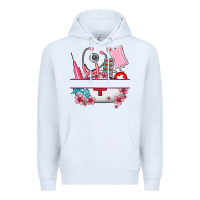 White custom name nurse hat and elements Premium Hoodie - AdoDesignShop