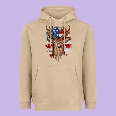 Deer American Flag Heavyweight Hoodie Designed By Jahusdesignshop