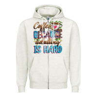 Oatmeal Heather coffee because adulting is hard Zipper Hoodie - Zillion Design Studio