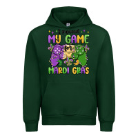 Forest Green i paused my game for mardi gras Urban Hoodie - MaliasSmallBusiness