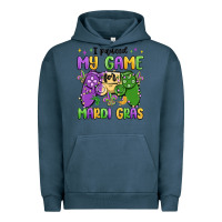 Pigment Midnight Navy i paused my game for mardi gras Urban Hoodie - MaliasSmallBusiness