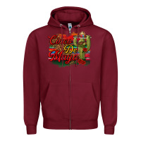 Burgundy Cinco de Mayo Cactus Zipper Hoodie - texasbilliewilder