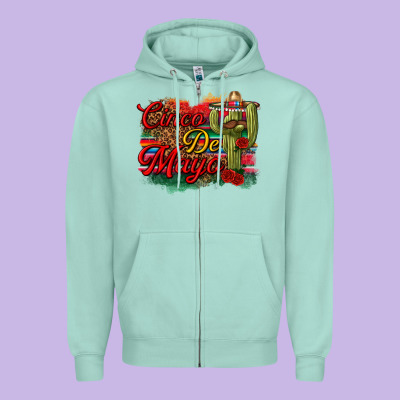 Cinco De Mayo Cactus Zipper Hoodie Designed By Texasbilliewilder