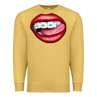 Antique Gold Lips Dental Braces Premium Sweatshirt - Artiststas