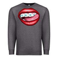 Charcoal Heather Lips Dental Braces Premium Sweatshirt - Artiststas
