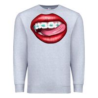 Heather Grey Lips Dental Braces Premium Sweatshirt - Artiststas