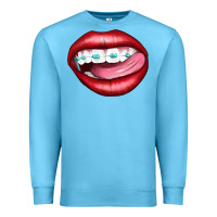 Ocean Blue Lips Dental Braces Premium Sweatshirt - Artiststas