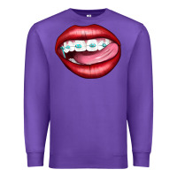 Purple Lips Dental Braces Premium Sweatshirt - Artiststas