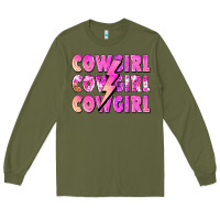 Army Green cowgirl cowgirl lightning bolt Long Sleeve Tee - Zillion Design Studio